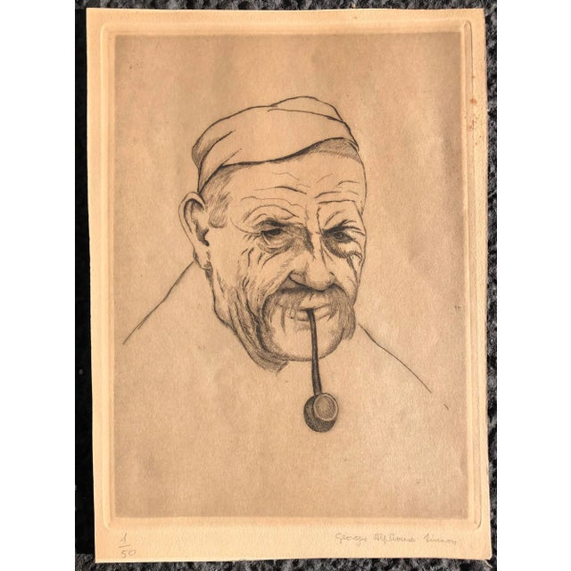 1930s Alphonse Simon Portrait Etching Chairish