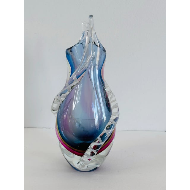 Vintage 1960s Murano Style Multi-Color Glass Vase For Sale In Boston - Image 6 of 6