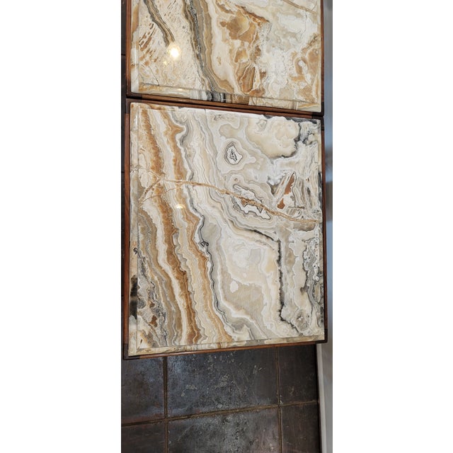 Baker Furniture Company 1960s Mid Century Modern Baker Coffee Tables End Tables Pair Onyx Walnut Wood For Sale - Image 4 of 7