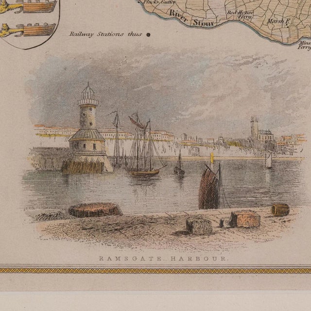 Brown 1850's Antique Lithography Map Isle of Thanet For Sale - Image 8 of 12