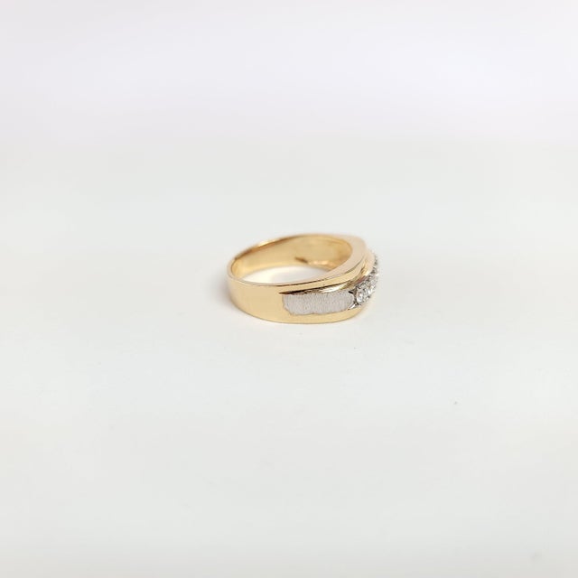 Diamond Band with Brushed Satin Finish .75cttw 14k Two-Toned Gold, Size 5 For Sale - Image 4 of 4