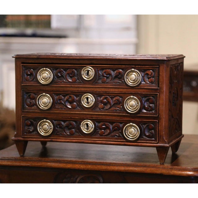 Store your jewelry in style in this intricately carved antique jewelry box. Crafted in France circa 1850, and built of...