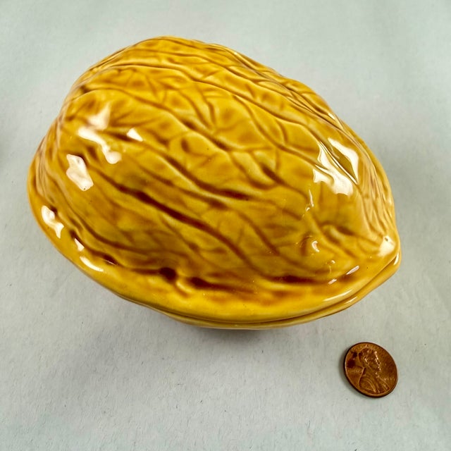 French Vintage French Faïence Trompe L’oeil ‘Walnut’ Covered Box For Sale - Image 3 of 13