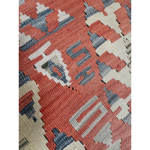 Ivory 3ft × 10ft 3in Hand Woven Flat-Weave Kilim Runner, Vintage For Sale - Image 8 of 12