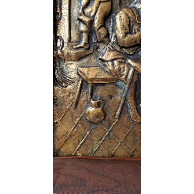 Wood Vintage Brass Relief Panel, 1960 For Sale - Image 7 of 10