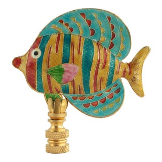 Turquoise Striped Angelfish Lamp Finial For Sale