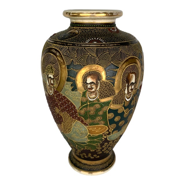 Antique Early-20th-Century Japanese Satsuma Export Vase For Sale