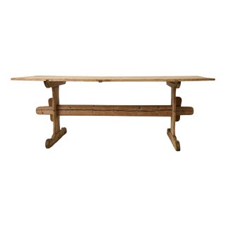 Antique Swedish Rustic Trestle Dining Table in Pine, 1840 For Sale