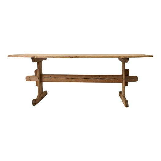 Antique Swedish Rustic Trestle Dining Table in Pine, 1840 For Sale