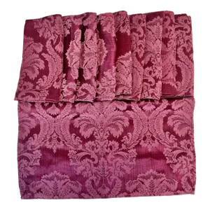 Vintage French Baroque Style Damask Silk Mulberry Paisley Dinner Napkins - Set of 10