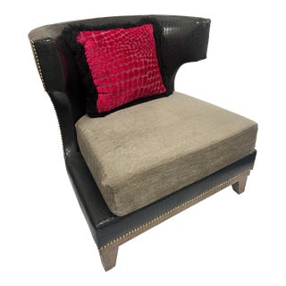 2010s Lily Jack Faux Crocodile Slipper Chair - 1 Piece For Sale