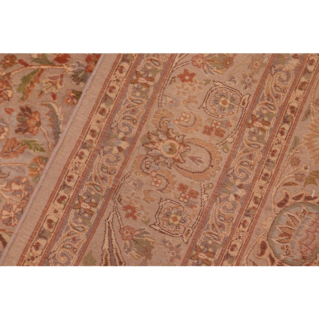 Textile Shabby Chic 1990's Floral Pak-Persian Taupe/Gold Wool Rug - 6'1'' X 9'0'' For Sale - Image 7 of 9