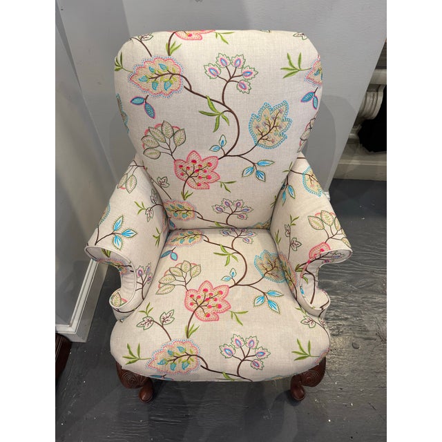 Wood Accent Chair Vintage French With Designer Embroidered Fabric For Sale - Image 7 of 10