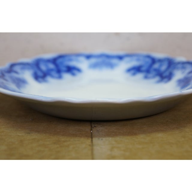 Blue Antique w.h. Grindley Flow Blue Oval Porcelain Platter Tray Centerpiece England For Sale - Image 8 of 12