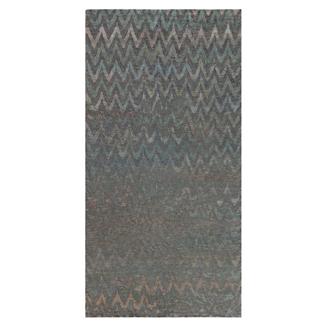 Contemporary Ikat Rainbow Handmade Wool Rug by Doris Leslie Blau For Sale