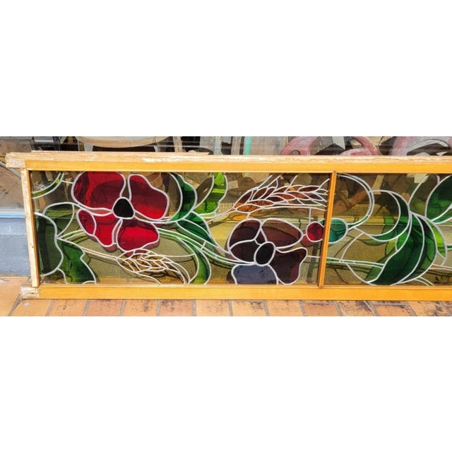 Large Art Nouveau Stained Glass Door Panel, 1900 For Sale - Image 3 of 6