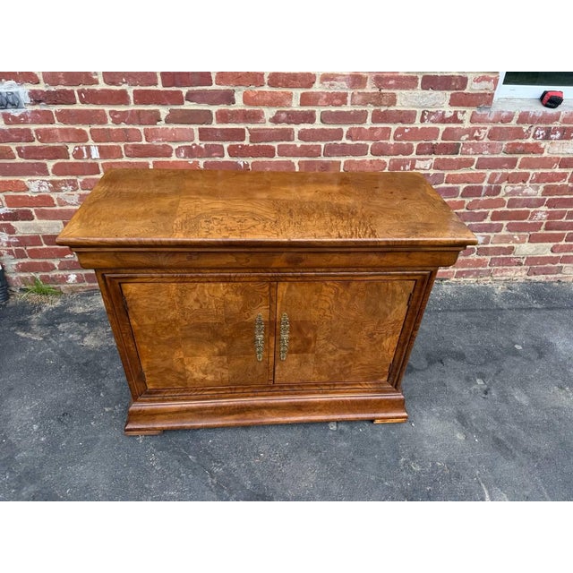 Brown Mid 20th Century Henredon Furniture Burlwood Buffet Server For Sale - Image 8 of 16