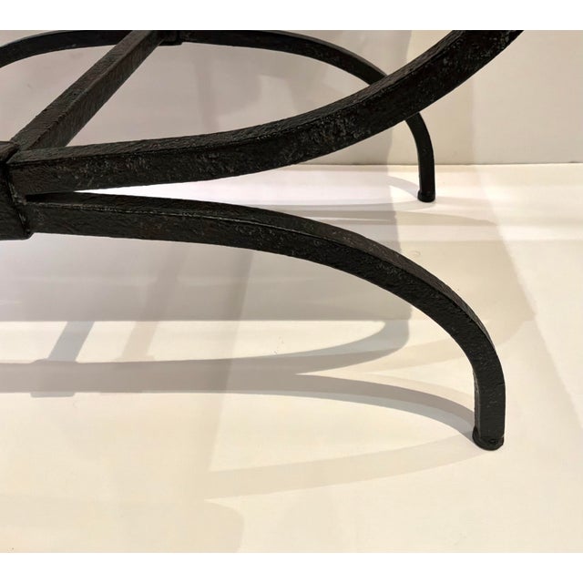 Modern Modern Latte Faux Shearling and Iron Hacienda Bench For Sale - Image 3 of 5