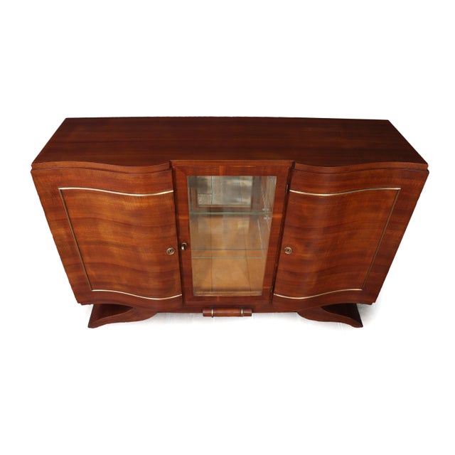 Art Deco Walnut Sideboard with Glazed Display Cabinet, 1930 For Sale - Image 3 of 18
