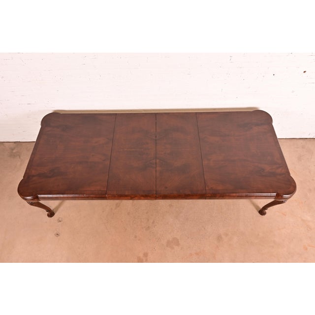 Mid 19th Century 19th Century Antique Queen Anne Burl Wood Extension Dining Table, Newly Refinished For Sale - Image 5 of 14