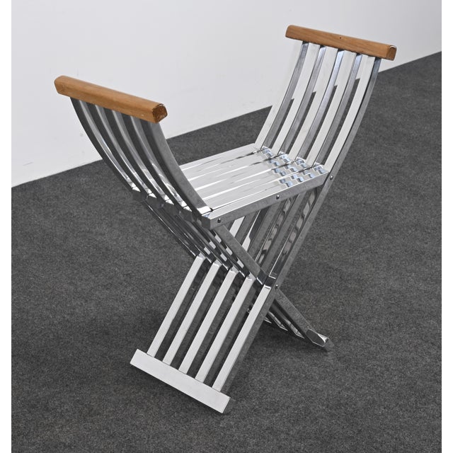 Silver John Vesey Savonarola Aluminum Folding Chair, 1950s For Sale - Image 8 of 8