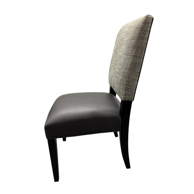 Traditional Arhaus Torino Lucia Leather & Fabric Side Chair - a Showroom Sample For Sale - Image 3 of 9
