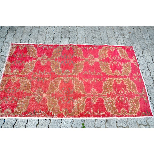 1960s 1960s Vintage Hand-Knotted Red Rug For Sale - Image 5 of 11