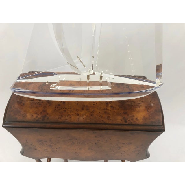 Transparent 1990s Eye Catching Lucite Sailboat Sculpture For Sale - Image 8 of 11