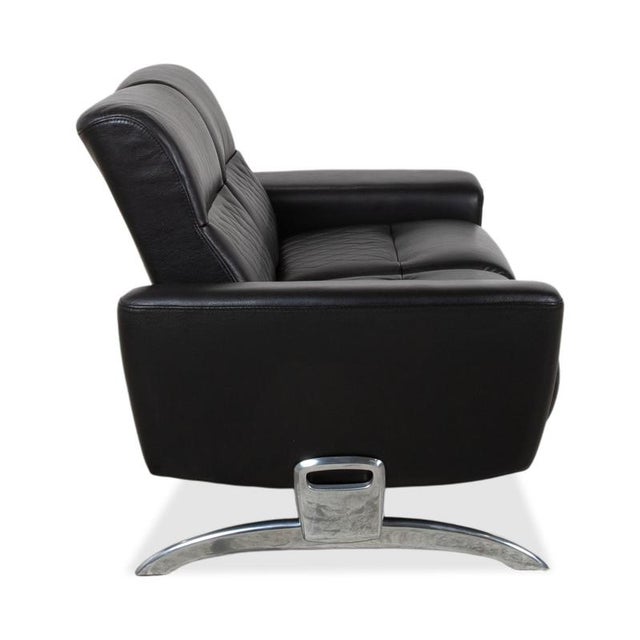 Michelle Leather Chrome Two-Seater Black Manual Function Sofa from Stressless For Sale - Image 11 of 14