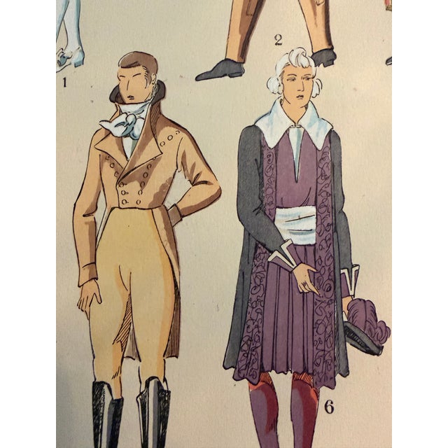 Paper Hand-Colored 1920's French Costume/Fashion Plates - Set of 4 For Sale - Image 7 of 13
