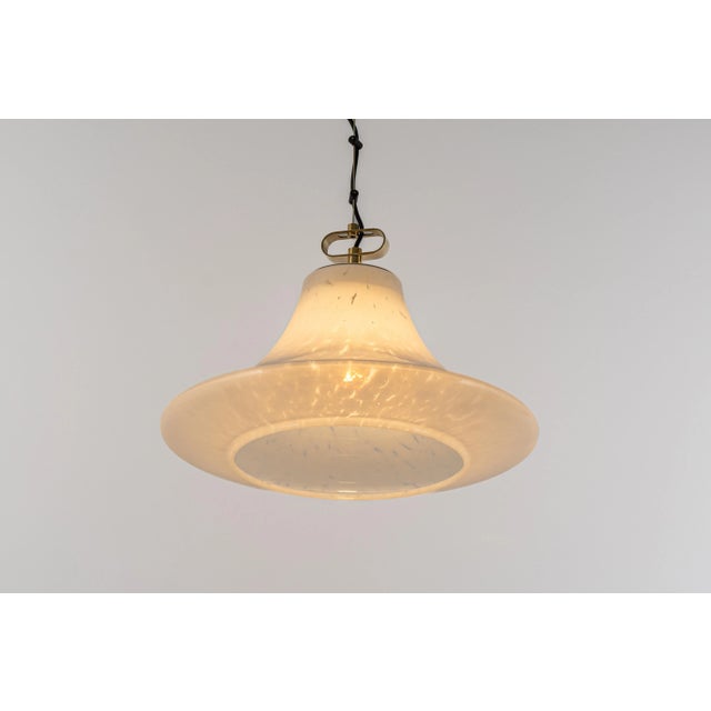 Metal Large Limburg Brass With Opal Glass Pendant Light, Germany, 1970s For Sale - Image 7 of 12