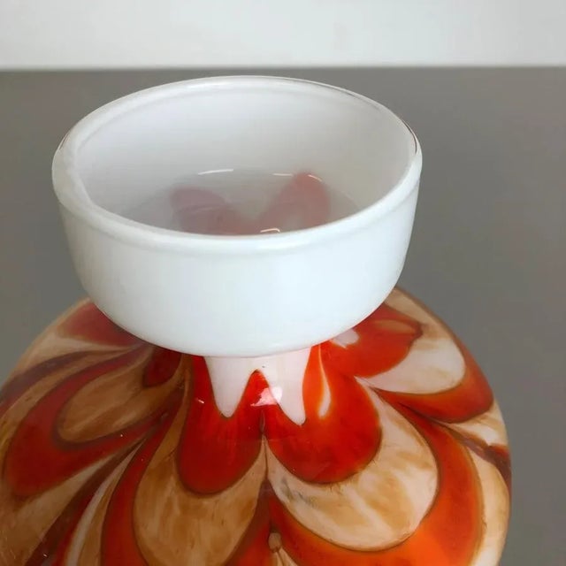 Orange Large Vintage Italian Pop Art Multicolor Opaline Vase, 1970s For Sale - Image 8 of 18