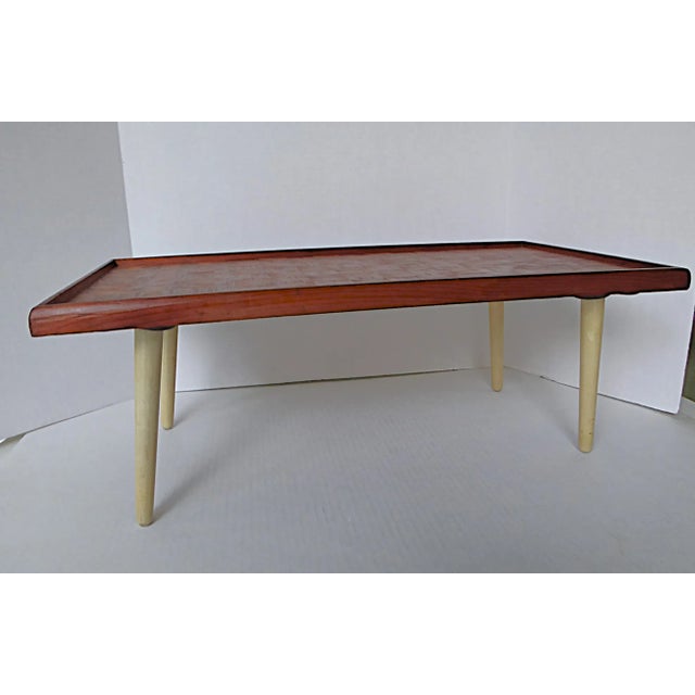 Rustic Modern Low Side / Breakfast Matchstick Mid Century Table by Thomas B. McAulay 1971 Folk Arts For Sale - Image 4 of 9