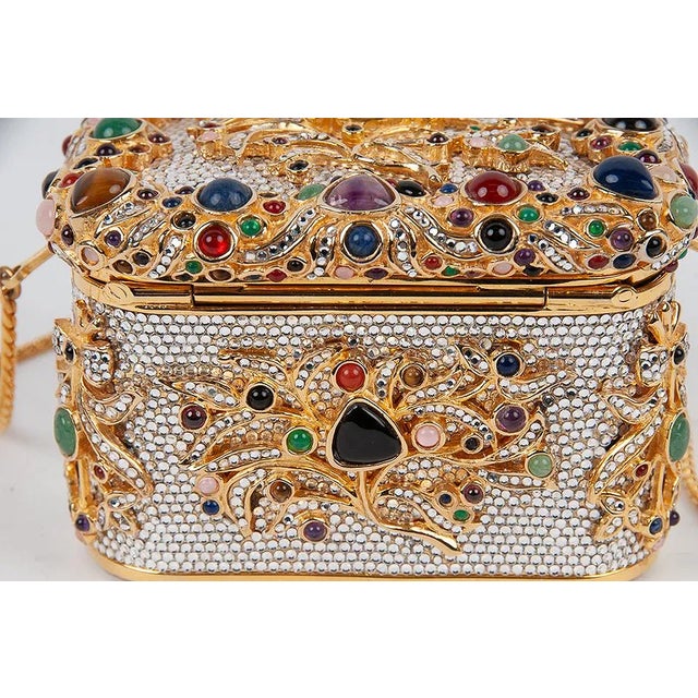 80s Judith Leiber Snuff Box Gemme Russe Cristallo Gemstones Crystal Minaudière Evening Bag Vintage For Sale - Image 11 of 15