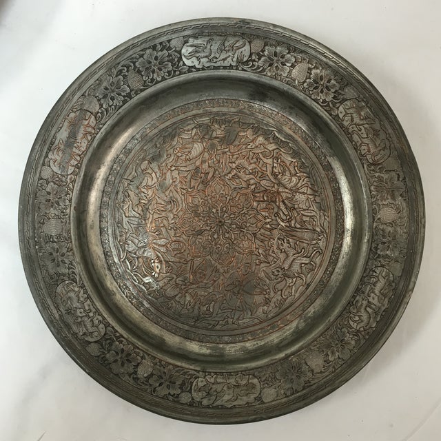 Antique Persian Etched Tinned Copper Plate Chairish