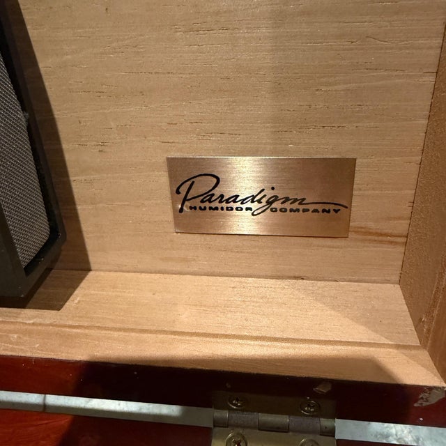 Vintage Cigar Box by Paradigm Humidor Co., Wood With Marquetry Inlay For Sale - Image 10 of 10