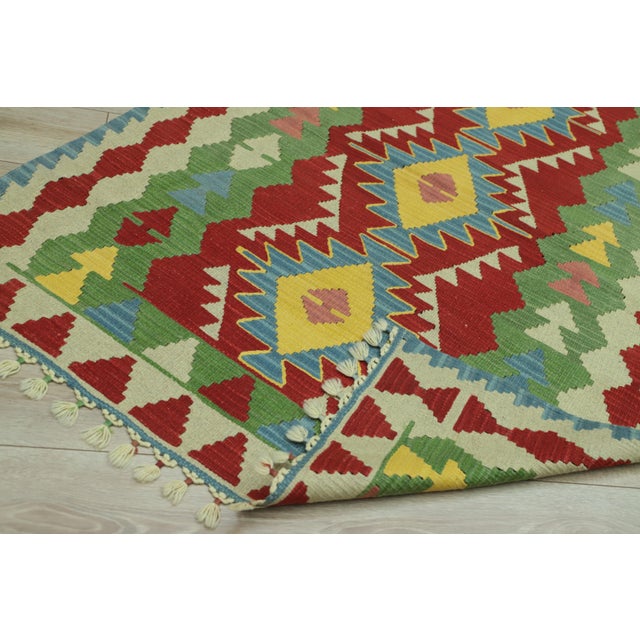 Textile 1970s Turkish Boho Style Red Oushak Handmade Kilim Rug For Sale - Image 7 of 9