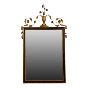 French Empire Style Gilt Leaf and Urn Motif Wall Mirror