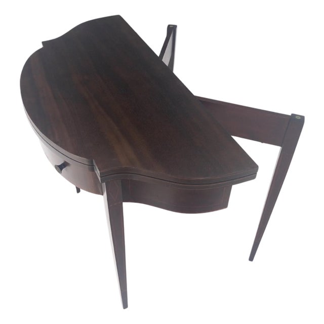 Flip Top Mahogany One Drawer Console Game Sofa Breakfast Top MINT For Sale