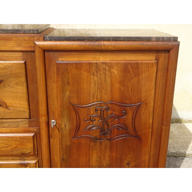 Large Vintage Sideboard in Walnut and Black Marble, 1950s For Sale - Image 13 of 18