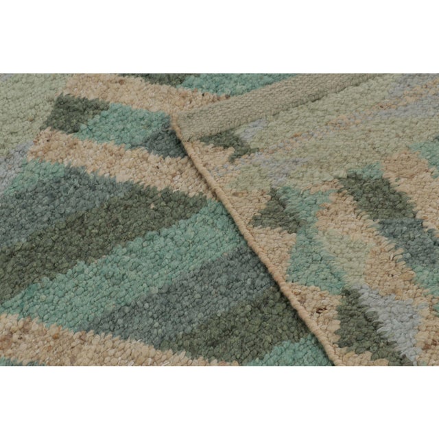 Green Contemporary Scandinavian Style Geometric Green Wool Rug by Rug & Kilim, India For Sale - Image 8 of 10
