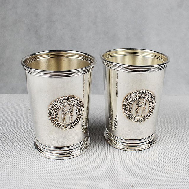 Silver Plate Engraved Kentucky Colonels Mint Julep Cups 1982 a Pair