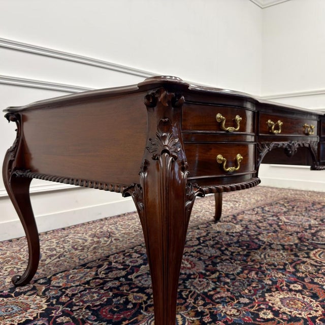 English Writing Desk with Leather Top For Sale - Image 10 of 18