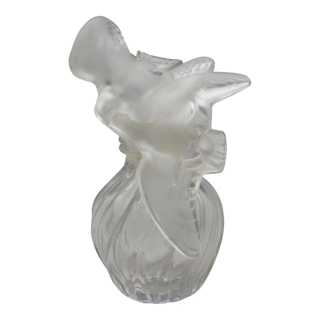 Circa 1950-1960s Love Birds Glass Perfume Bottle by Lalique For Sale