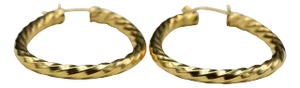 The Porimmas: 14K Yellow Gold Twisted Elongated Hoop Earrings, 2 Pieces