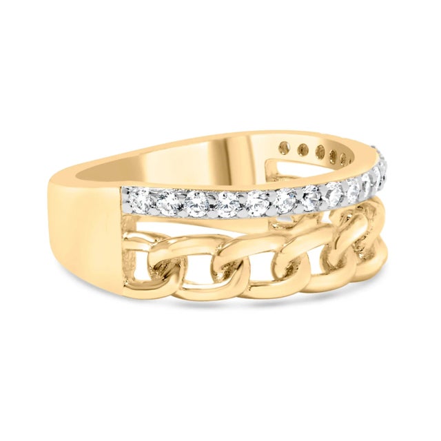 Immerse yourself in the opulence of the 10K Yellow Gold Diamond Cuban Link Ring Band, a marvel of craftsmanship that...