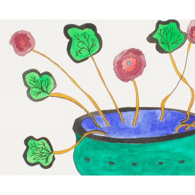1991 "Fictitious Flowers" Gouache on Board Painting by Steven Conant For Sale - Image 4 of 7