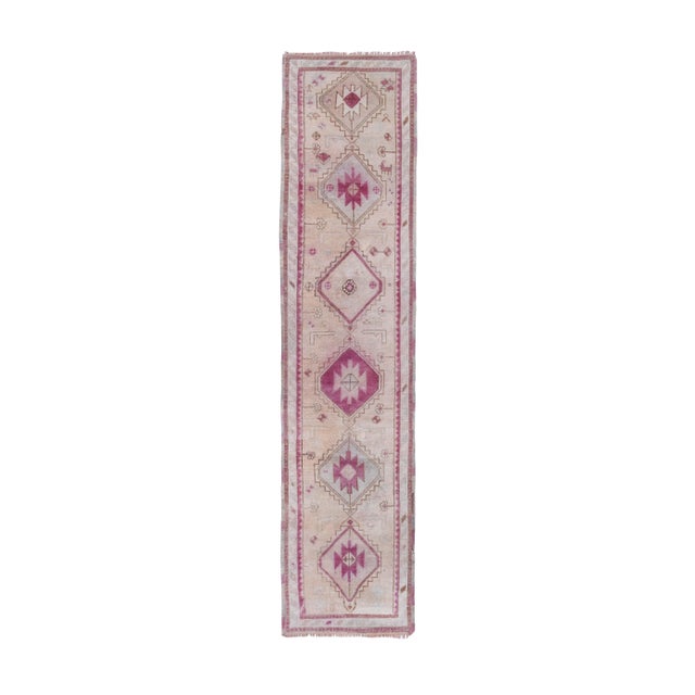 Mid 20th Century Pink Vintage Herki Runner 2'8'' X 11'6'' For Sale - Image 11 of 11