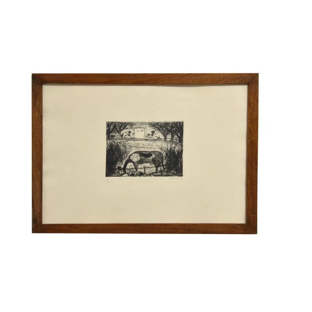 Image dimensions: 12.5 x 17.5 cm. Landscape is a black and white etching realized by Nazareno Gattamelata in the second...