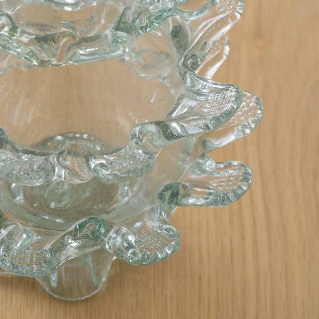 Green 1930s Spanish Scalloped Glass Bud Vase For Sale - Image 8 of 9
